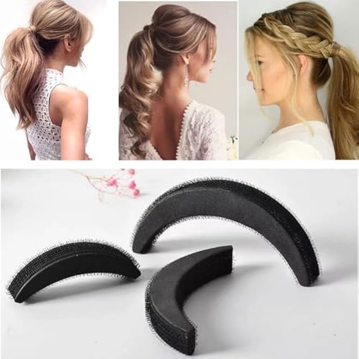 VANTOBEST 3PCS Back Bump it up Volume Hair Base Insert Tool Moon Shaped Sponge Foam Hair Volume DIY Bump it up Insert Styling Clip Stick Bun Maker Insert Tool Hair Increasing Tools (Large+Medium+Small) - Image 3